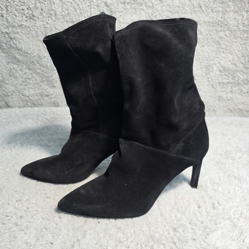 AllSaints Orlana Black Suede Boot Womens EU 37 US 7 Black Slouchy Mid-Calf NEW